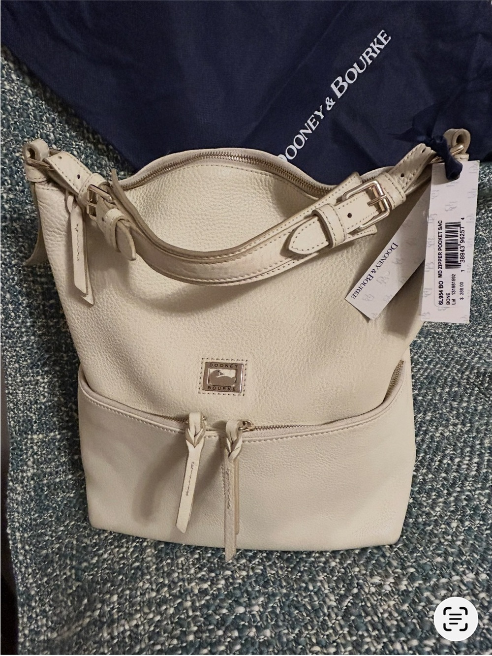 Dooney & Bourke Ivory Pebble Leather Shoulder Bag